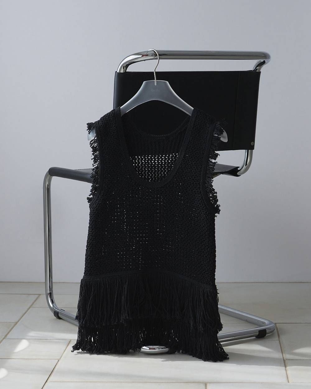 フリンジ ニットタンクトップ (ブラック) Fringe Knit Tanktop (Black) / 26SS