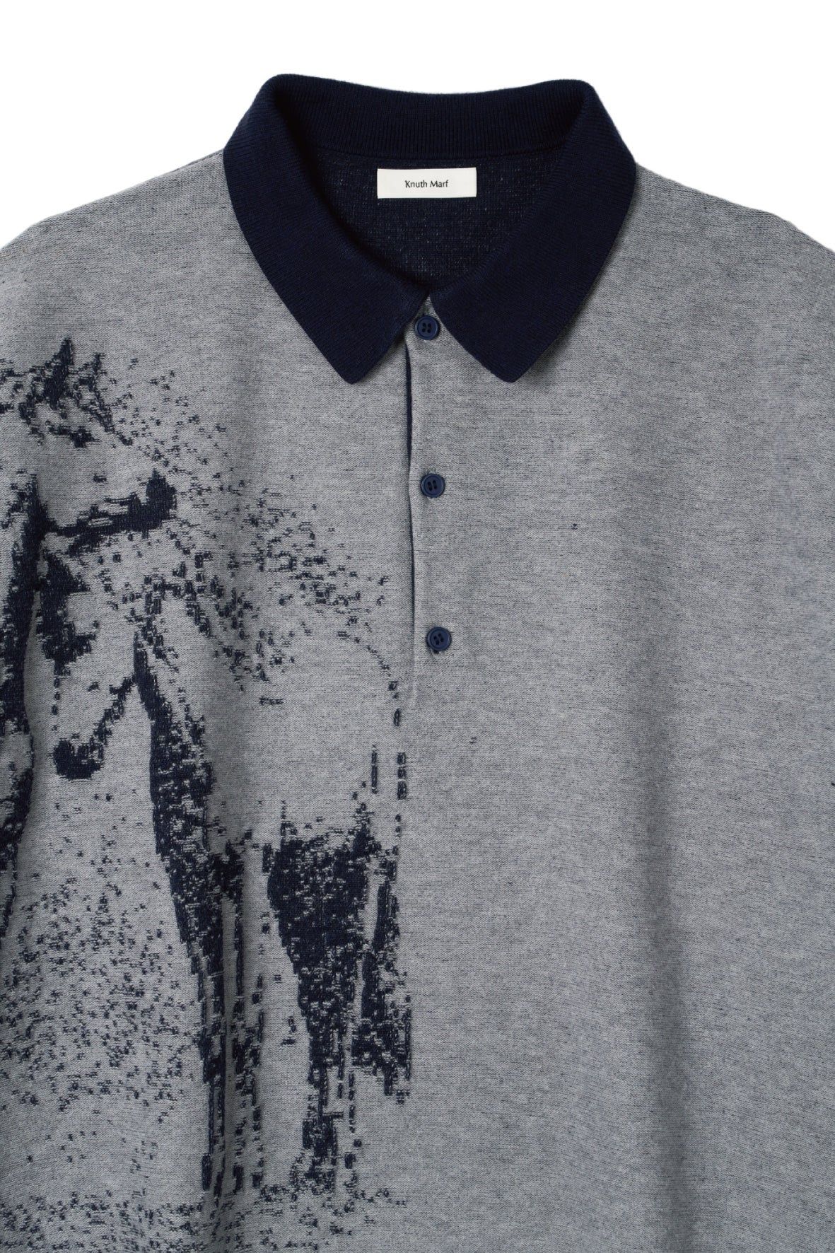 リバーシブル ジャガードポロニット (ネイビー) reversible jacquard polo knit(unisex) (Navy) / 26AW