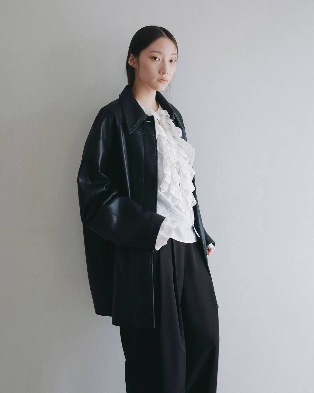 エコレザー オーバージャケット (ブラック) Ecoleather Over Jacket (Black) /  26AW
