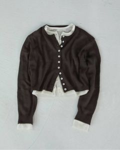 レイヤード クルーネックカーディガン (ブラウン) Layered Crewneck Cardigan (Brown) / 26AW 【6月29日まで期間限定予約】
