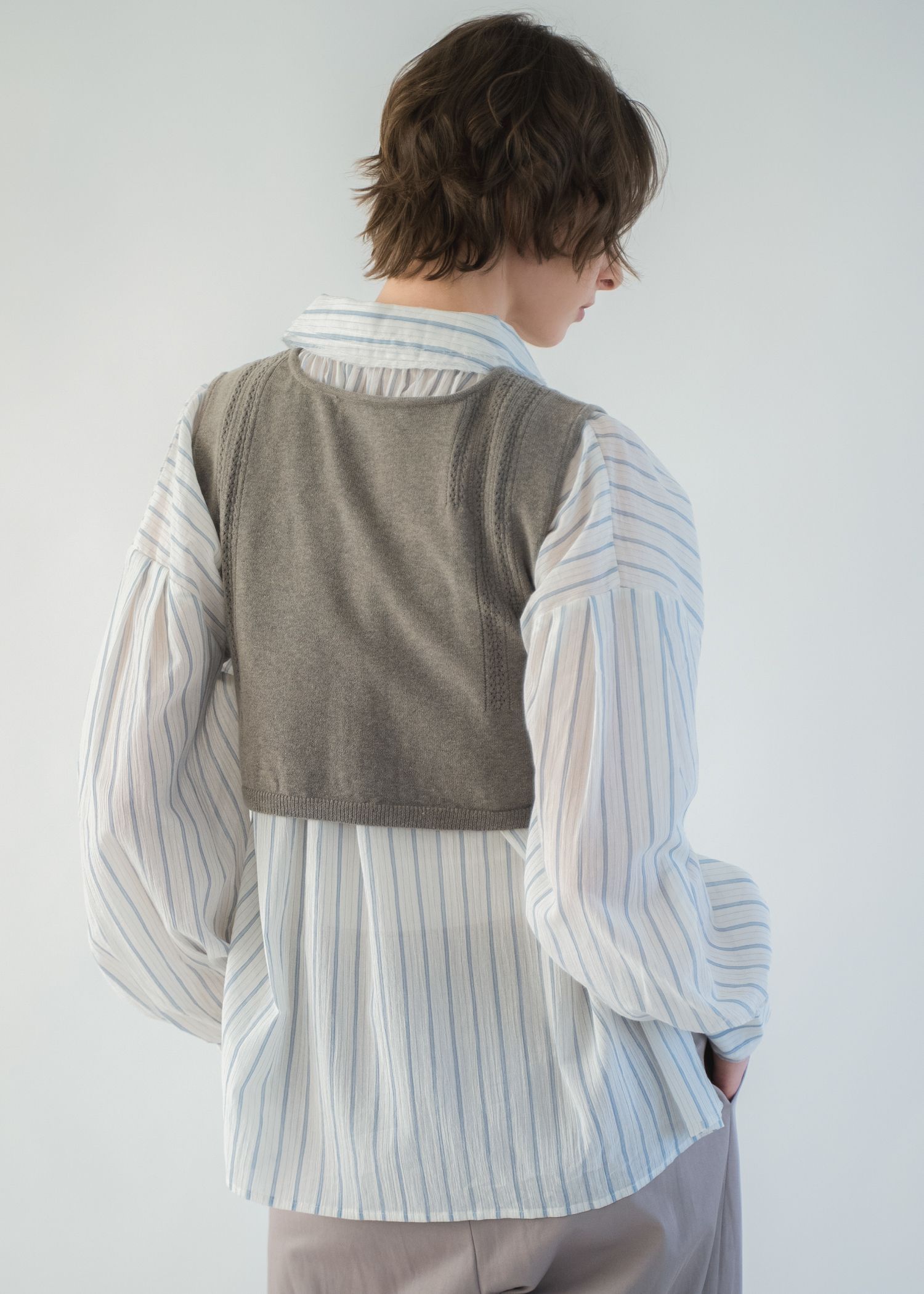 collar & cuffs triple layered over SH (Stripe) / トリプルレイヤード オーバーシャツ (ストライプ) / 26SS