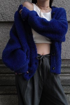 Poodle knit cardigan / プードルニット カーディガン (ブルー)
