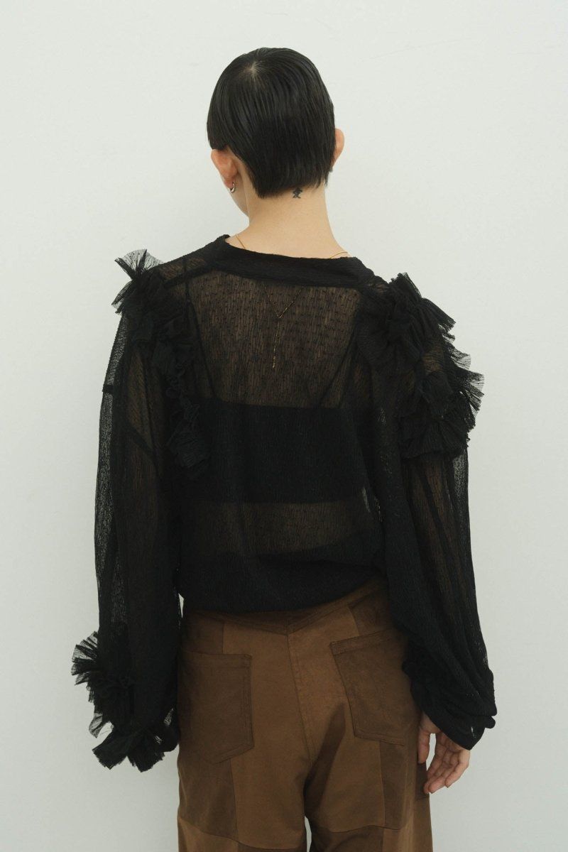 Knuth Marf - tulle design blouse / チュールデザインブラウス (ブラック) | Sir online store /  サー オンラインストア