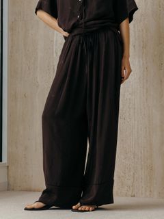 サテンジャガード イージーパンツ (ブラック) SATIN JQ EASY PANTS (Black) /  26SS