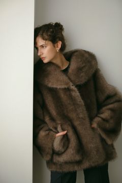 THINK FUR - 【お取り寄せ】Fox Like Fur Reversible Jacket (ブラウン 