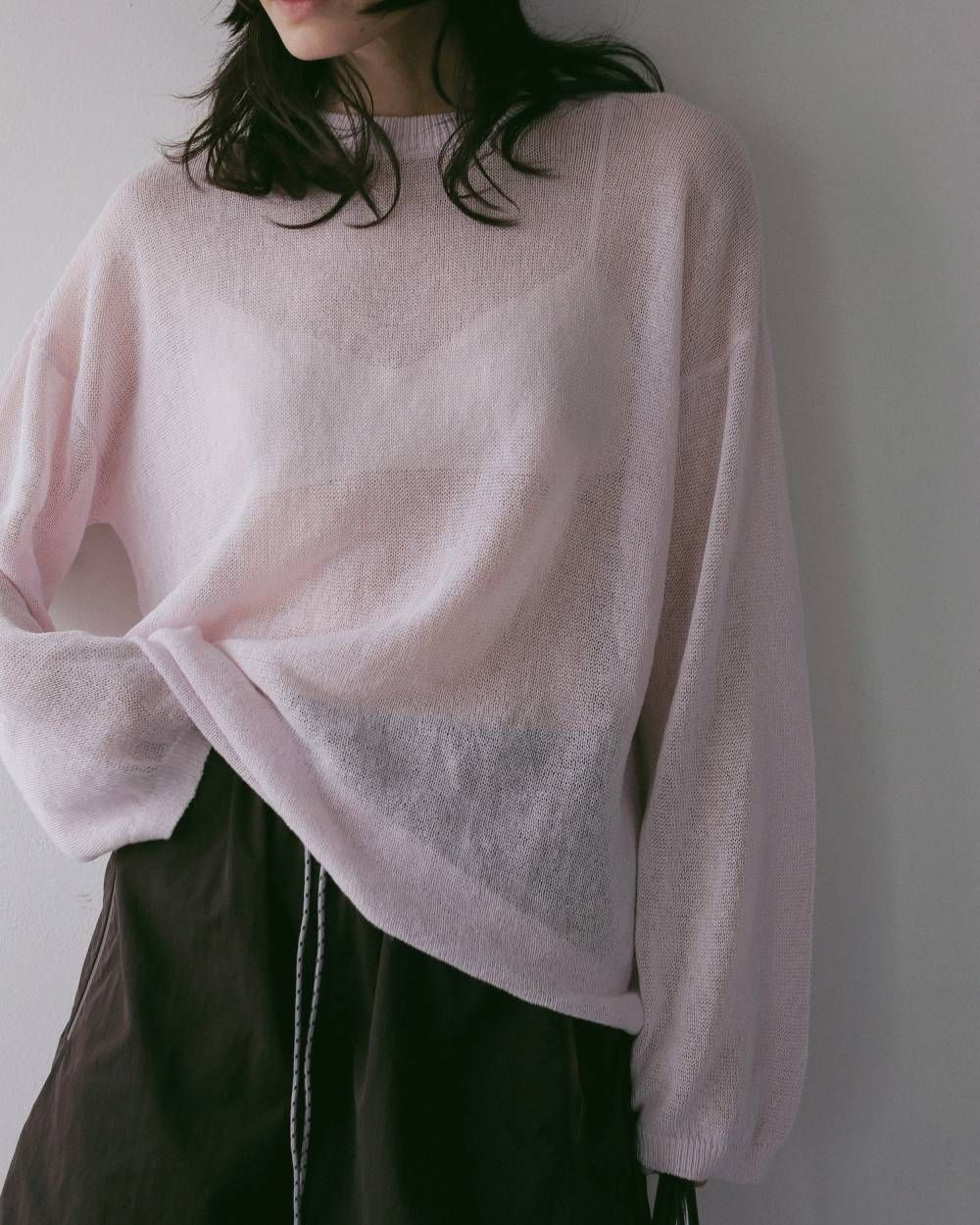 コットンリネン ルーズニット (ピンク) Cottonlinen Loose Knit (Pink) / 27SS