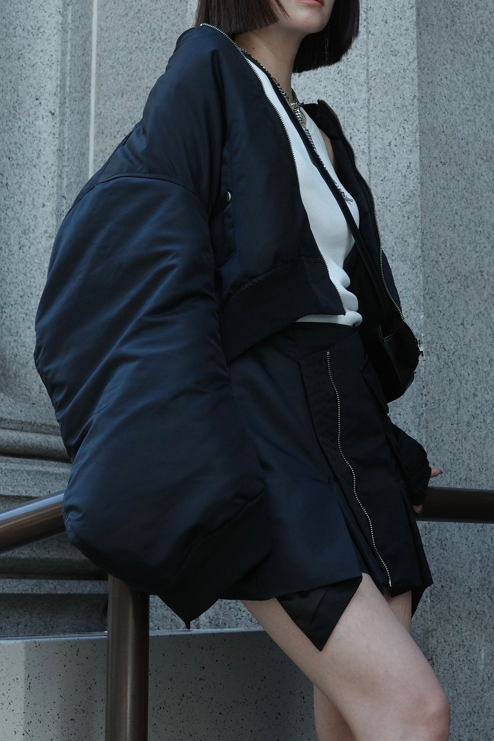 Nylon MA-1 skirt (ブラック)