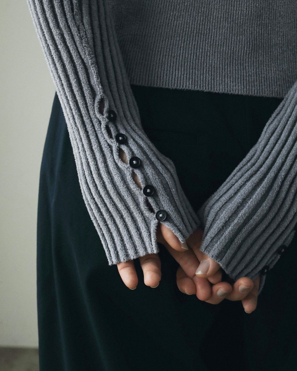 Velour Rib Knit / ベロアリブニット (ライトグレー)