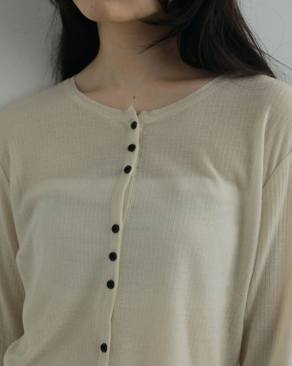 【25AW】Sheer Rib Cardigan / シアーリブカーディガン (アイボリー)