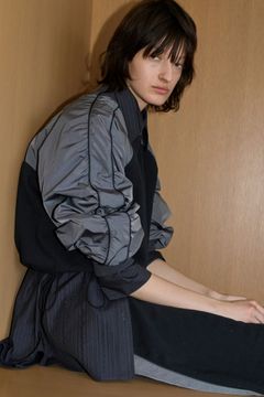 SPORTY SWEAT DOCKING TOPS (NOIR) / スポーティスウェットドッキングトップス ノワール