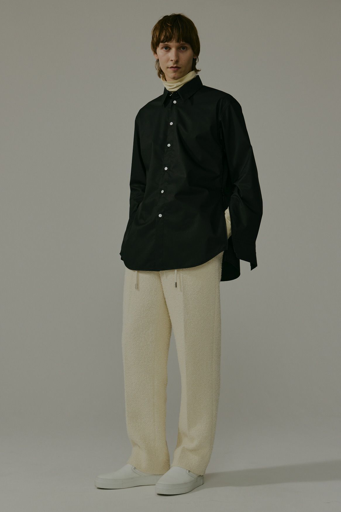 【メンズ】ZIPPER TWILL SHIRT / ジッパーツイルシャツ (ブラック)