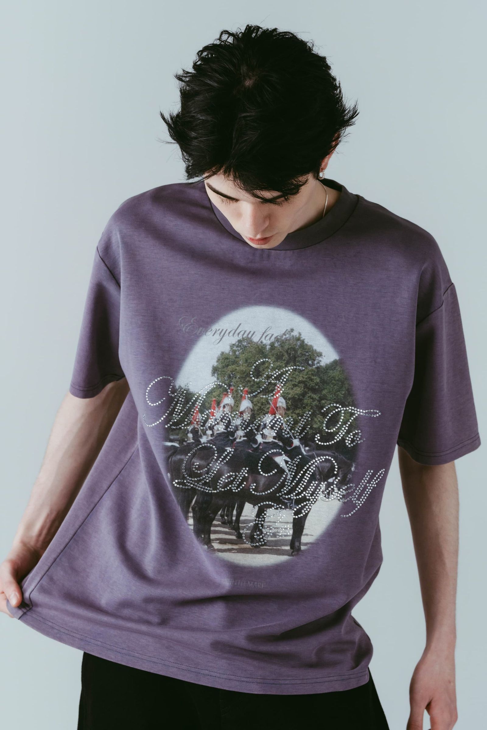 ラインストーングラフィックTシャツ (パープル) rhinestone graphic tee(unisex) (Purple) /  26SS