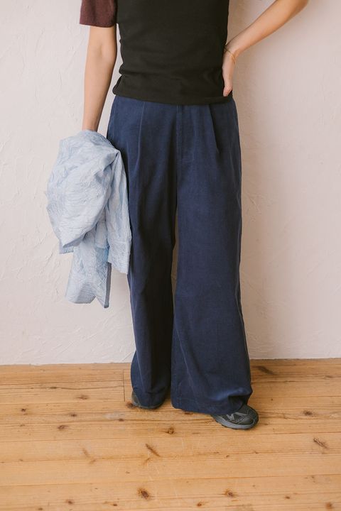 コーデュロイストレートパンツ (ブルー) Corduroy straight pants (Blue) /  26SS