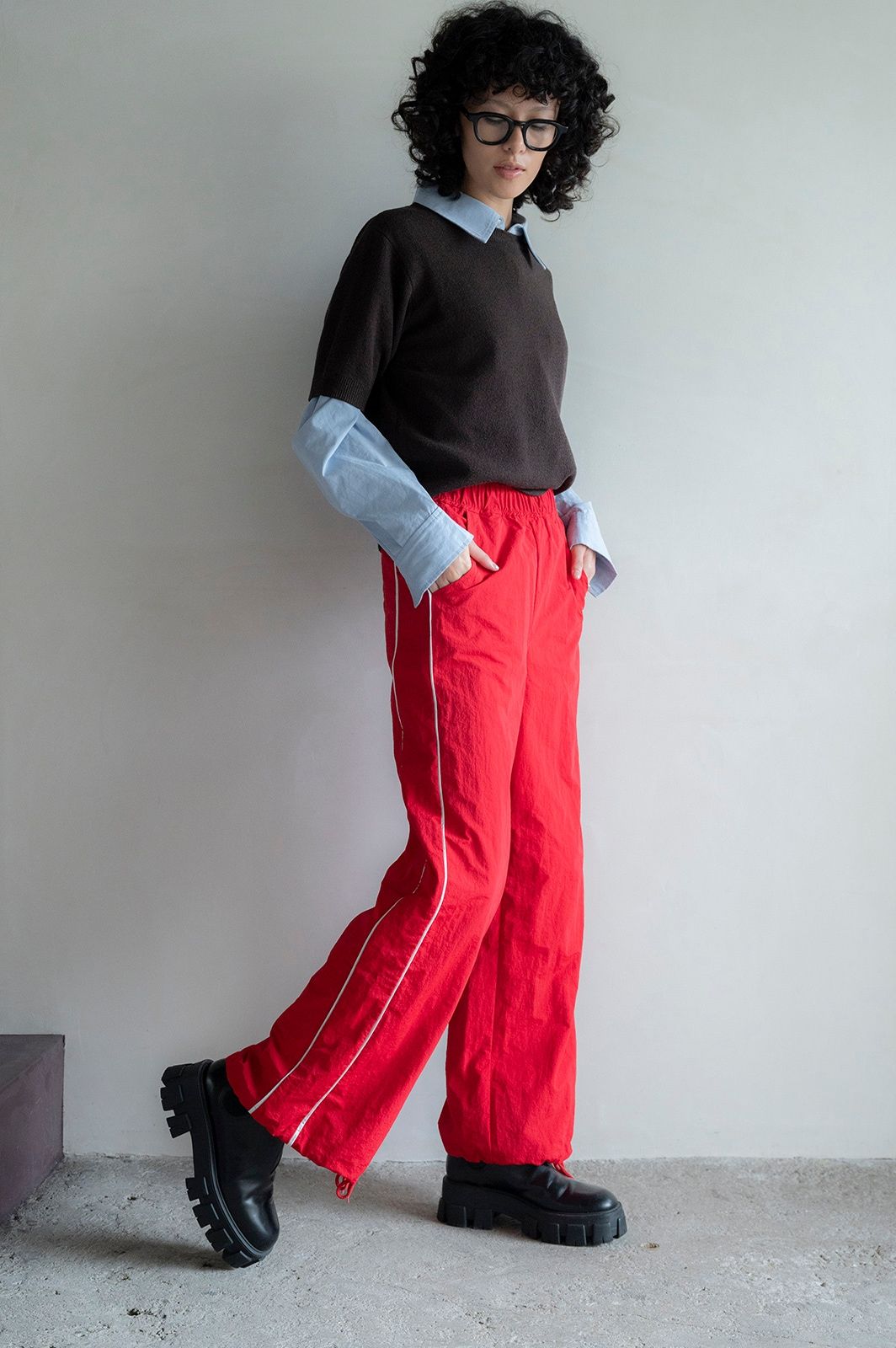 ダブルラインタフタパンツ (レッド)