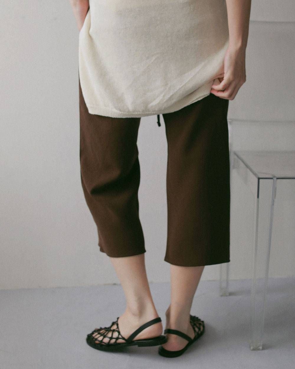 バックサテン カプリパンツ (ブラウン) Back Satin Capripants (Brown) / 27SS