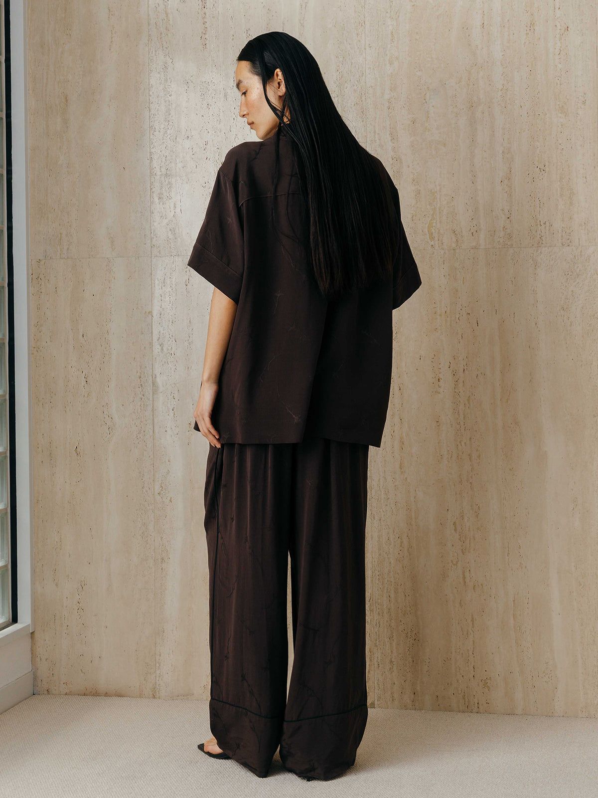 サテンジャガード イージーパンツ (ブラック) SATIN JQ EASY PANTS (Black) /  26SS