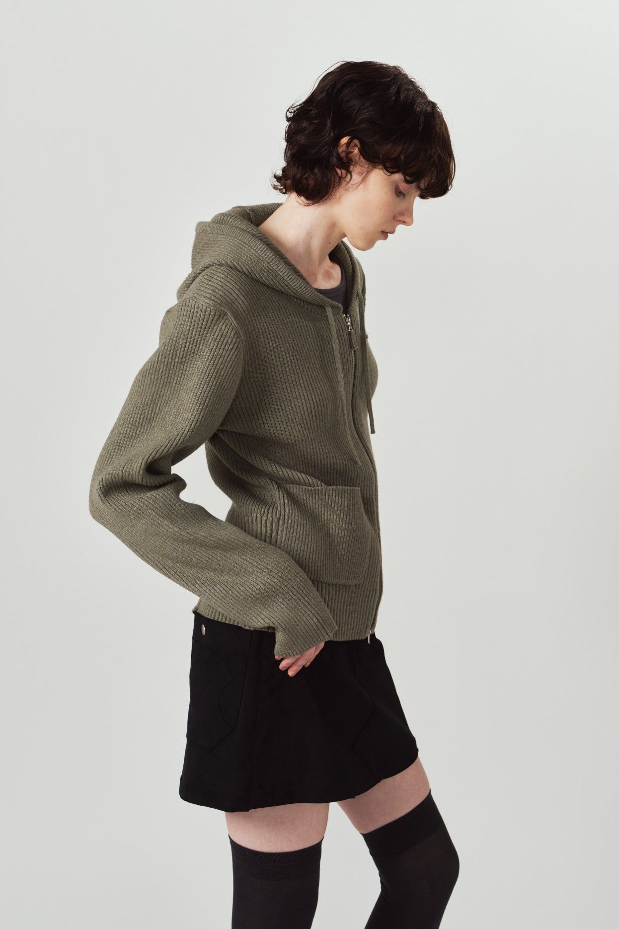 ニットパーカー (グレー) hooded knit parka (Gray) / 26AW