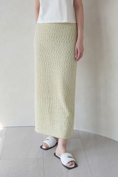 スラブニットナチュラルスカート (グリーン)