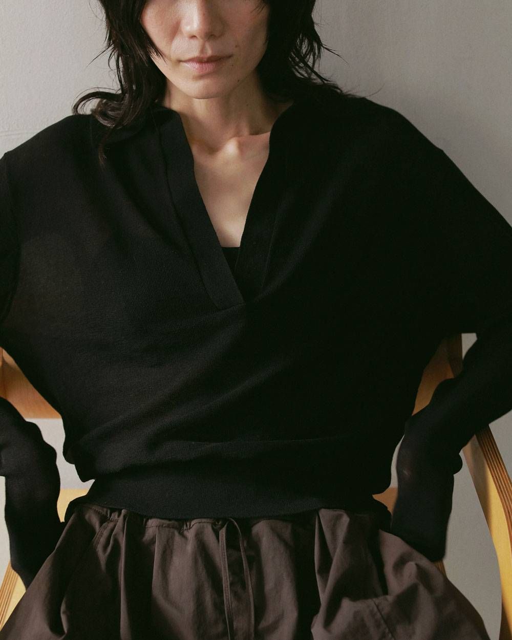 シアースキッパーニット (ブラック) Sheer Skipper Knit (Black) / 27SS