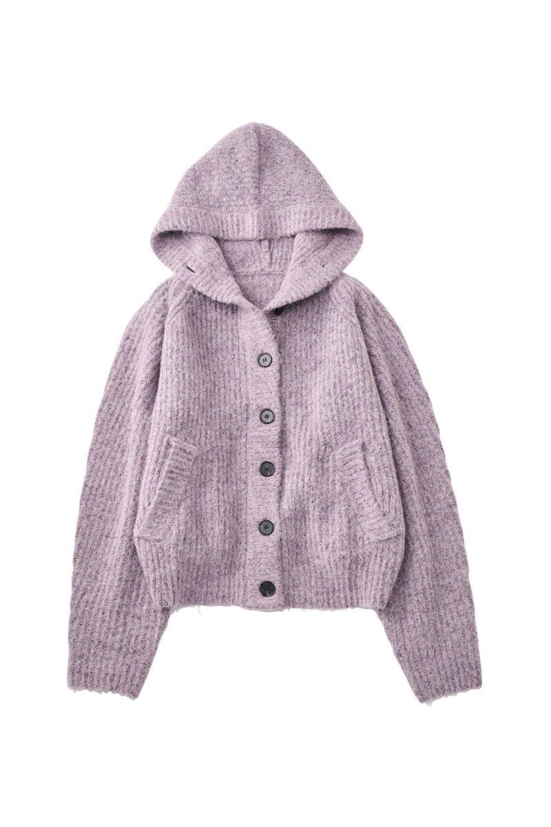 hooded cardigan knit / フーデッド カーディガンニット (ライラック) / 25AW