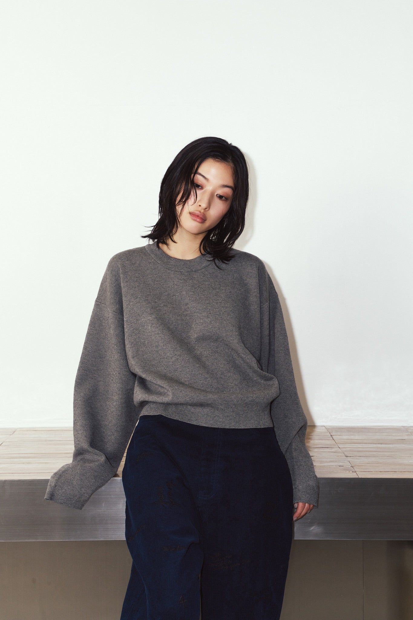 【LADIESサイズ】2ウェイ ノームコア ニット (グレー) 2way cuffs normcore knit (Gray) / 26AW