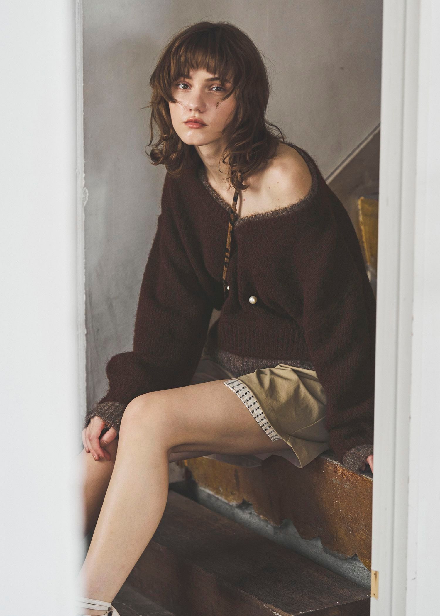 stripe pocket peep tuck chino S/PT / タックチノ ショートパンツ (タン) / 25AW