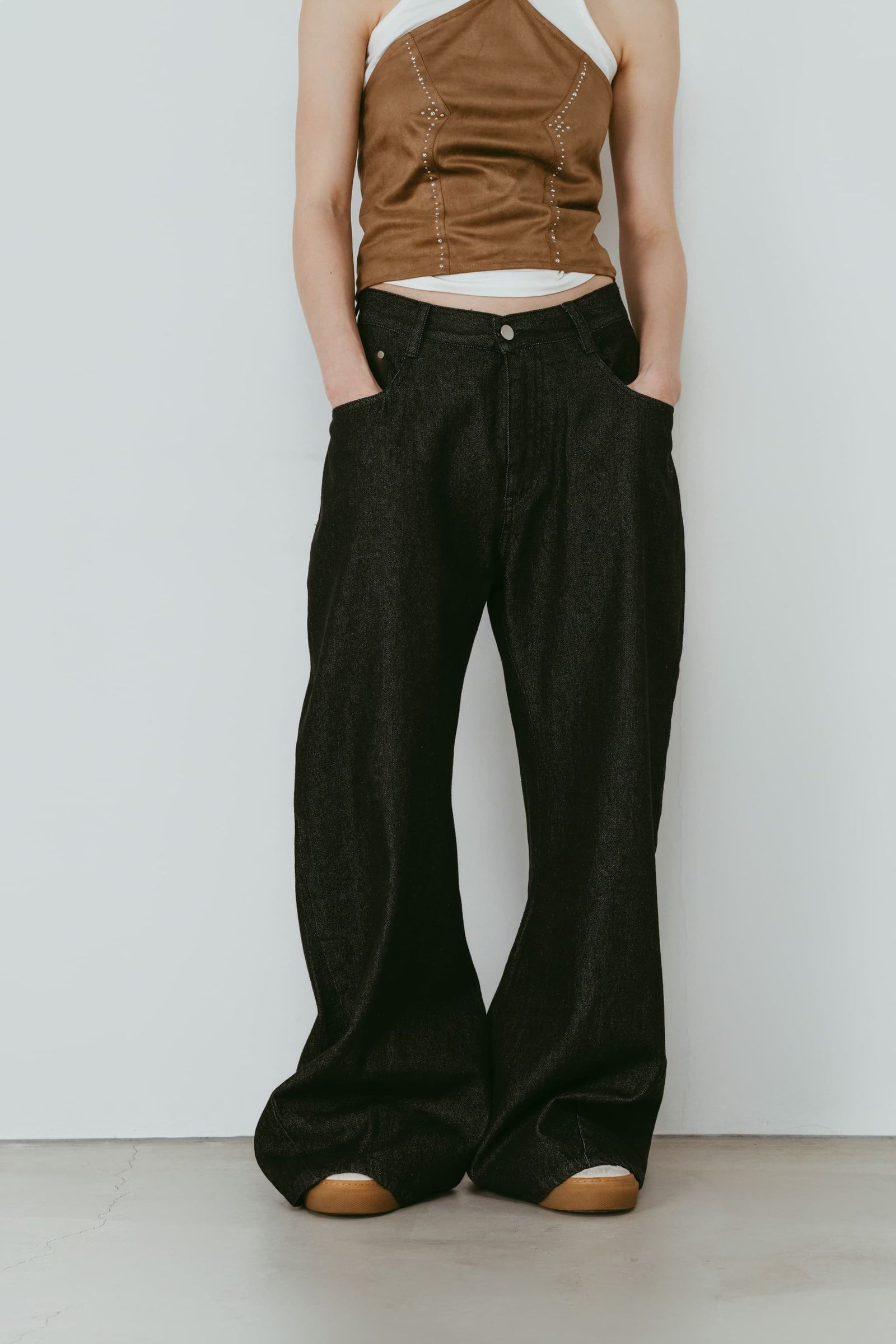 ワイドベルボトムデニムパンツ (ブラック) wide bell-bottom denim pants (Black) /  26SS