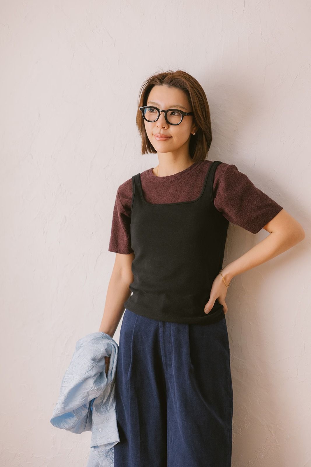 スクエアネックカップインタンクトップ (ブラック) Square Neck Tank Top (Black) /  26SS