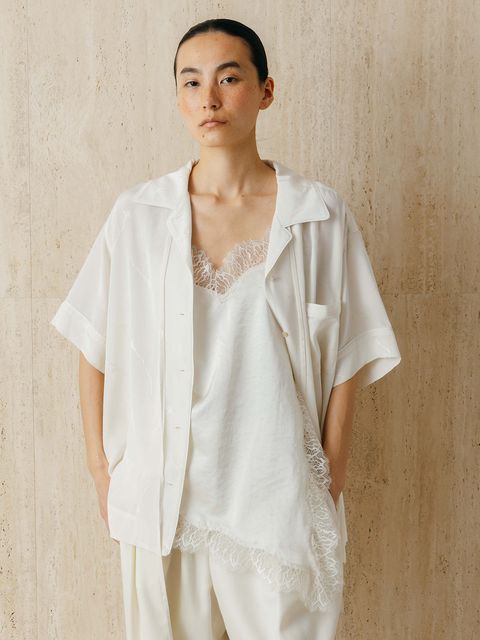 サテンジャガードシャツ (アイボリー) SATIN JQ SHIRTS (Ivory) /  26SS