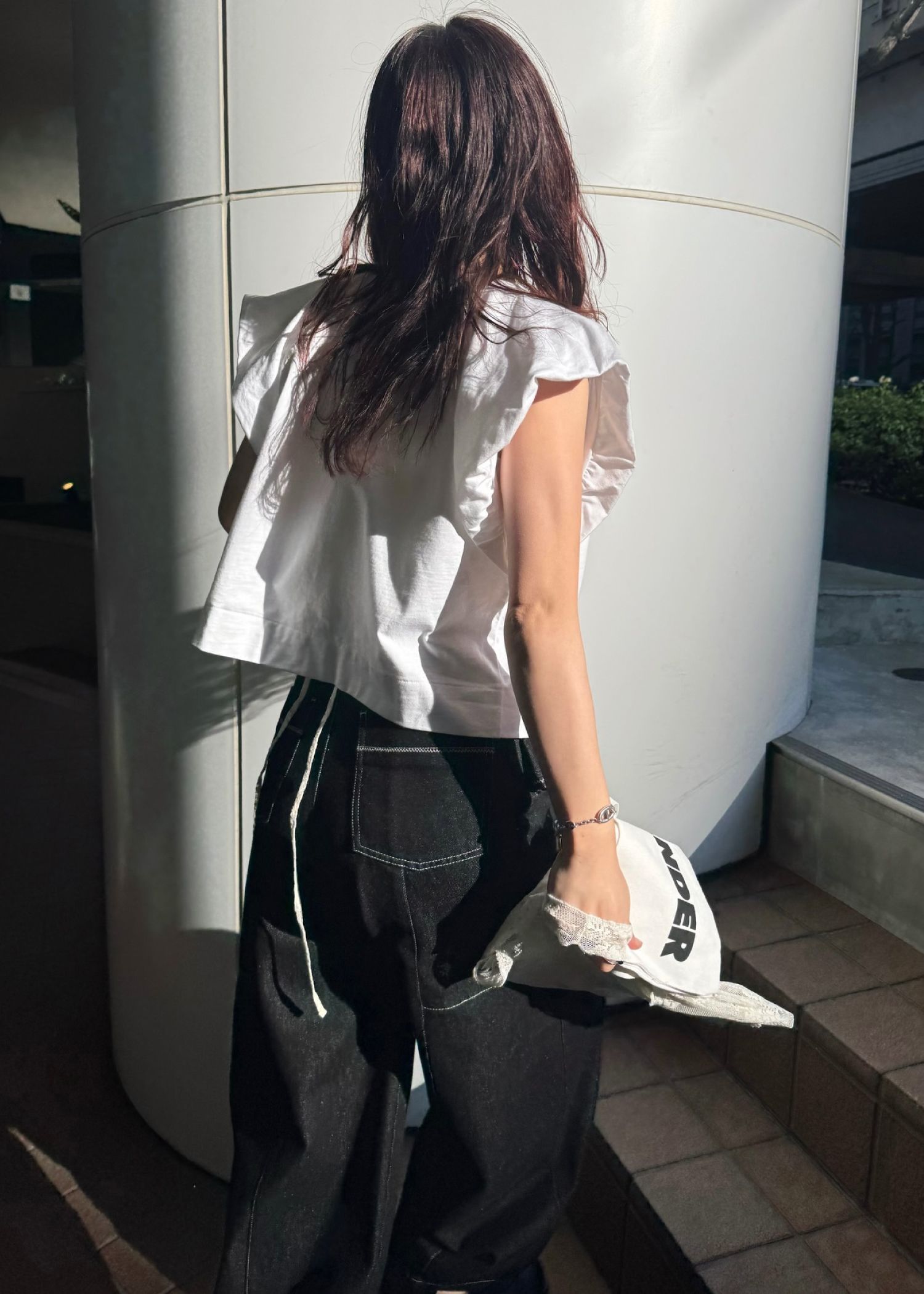 【Hanesコラボ】【2色セット】【Sサイズ】2P BEEFY-T balloon sleeve tops (White&Black) / ヘインズコラボ バルーンスリーブTシャツ (ホワイト&ブラック) / 26SS