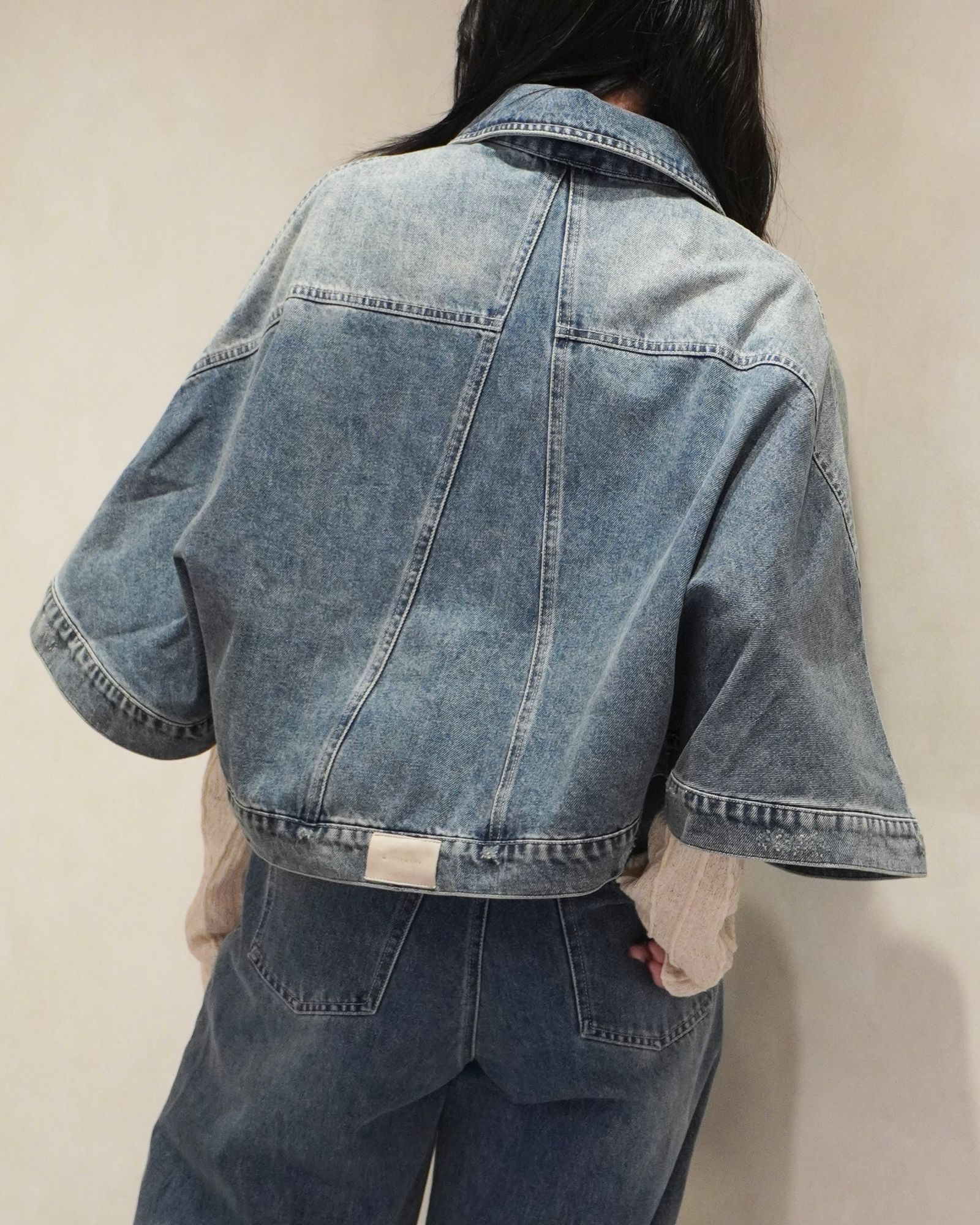 trucker detail denim poncho JK / トラッカー ポンチョ デニムジャケット (L/blue) / 26SS
