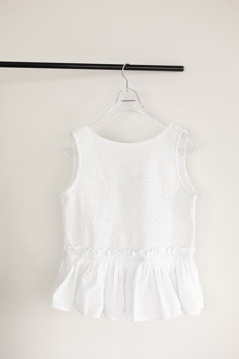 コットンシャーリングトップス (ホワイト)  Shirring Tops (White) /  26SS