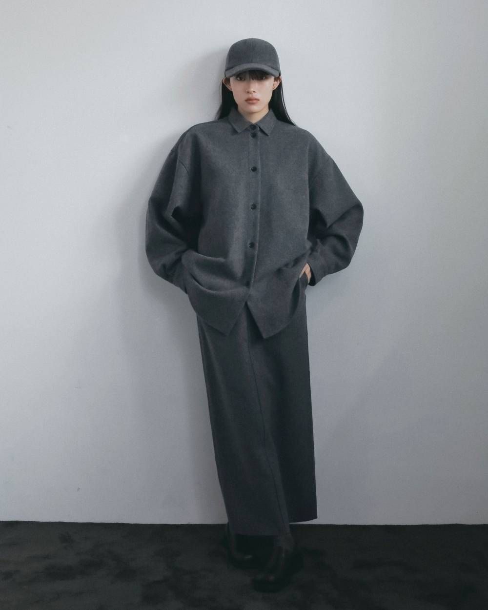 ウールカットオフスカート (チャコールグレー) Wool Cutoff Skirt (Charcoal gray) / 26AW 【6月29日まで期間限定予約】