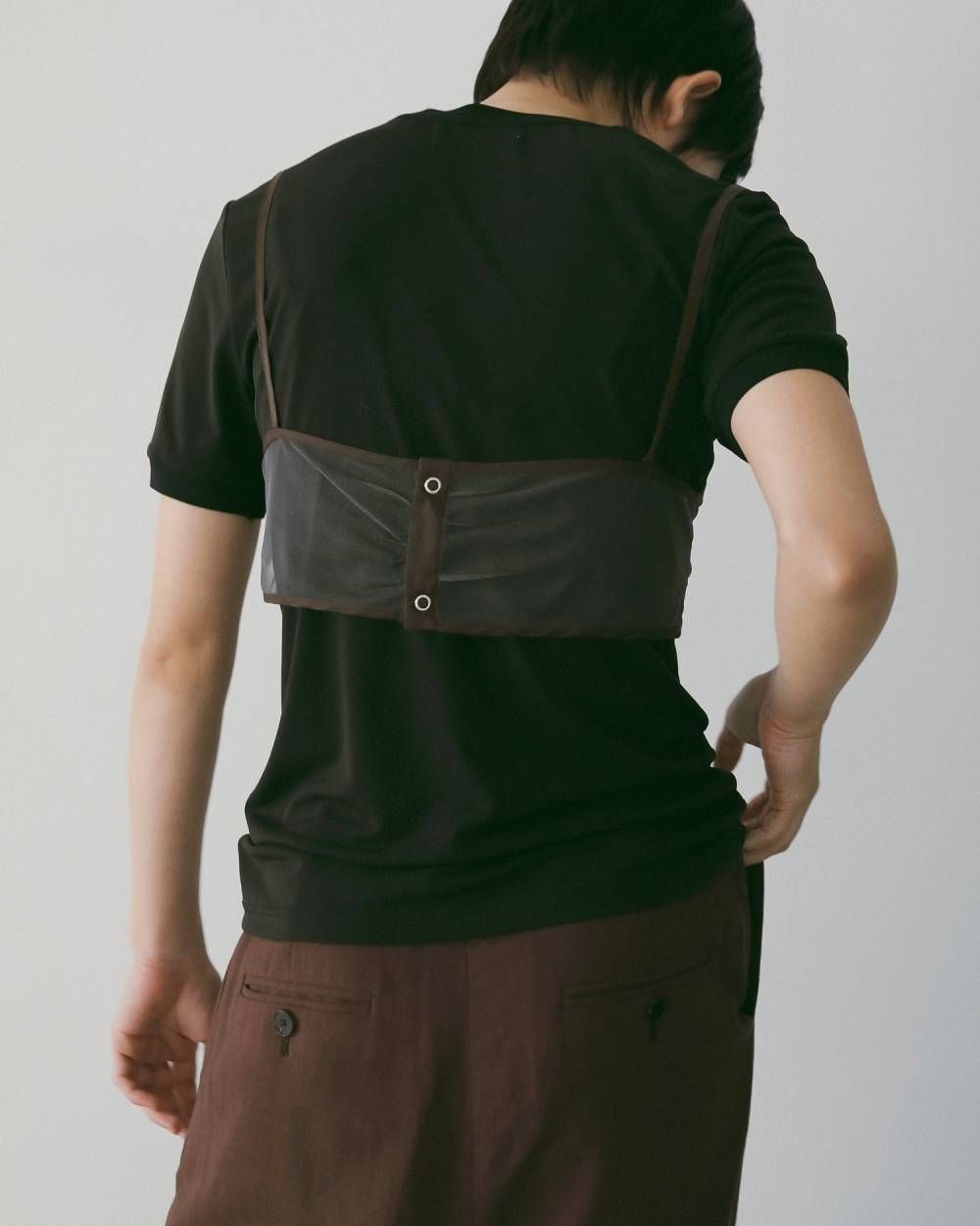 バイカラー チュールブラトップビスチェ (チャコールグレー) Bicolor Tulle Bratop (Cgray) /  26SS