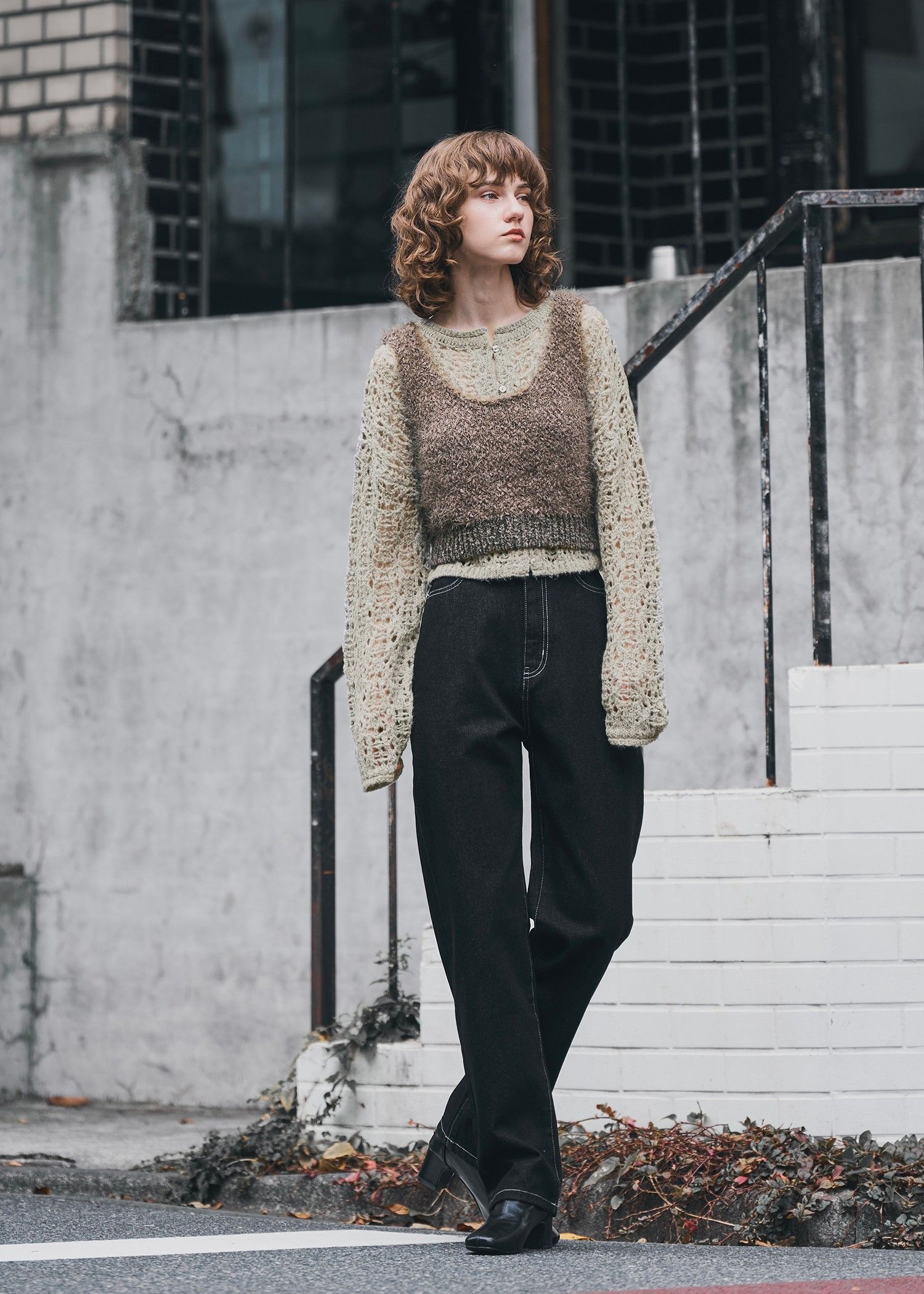 elastic waist more high denim PT / ウエストハイカットデニムパンツ (ブラック) / 25AW /