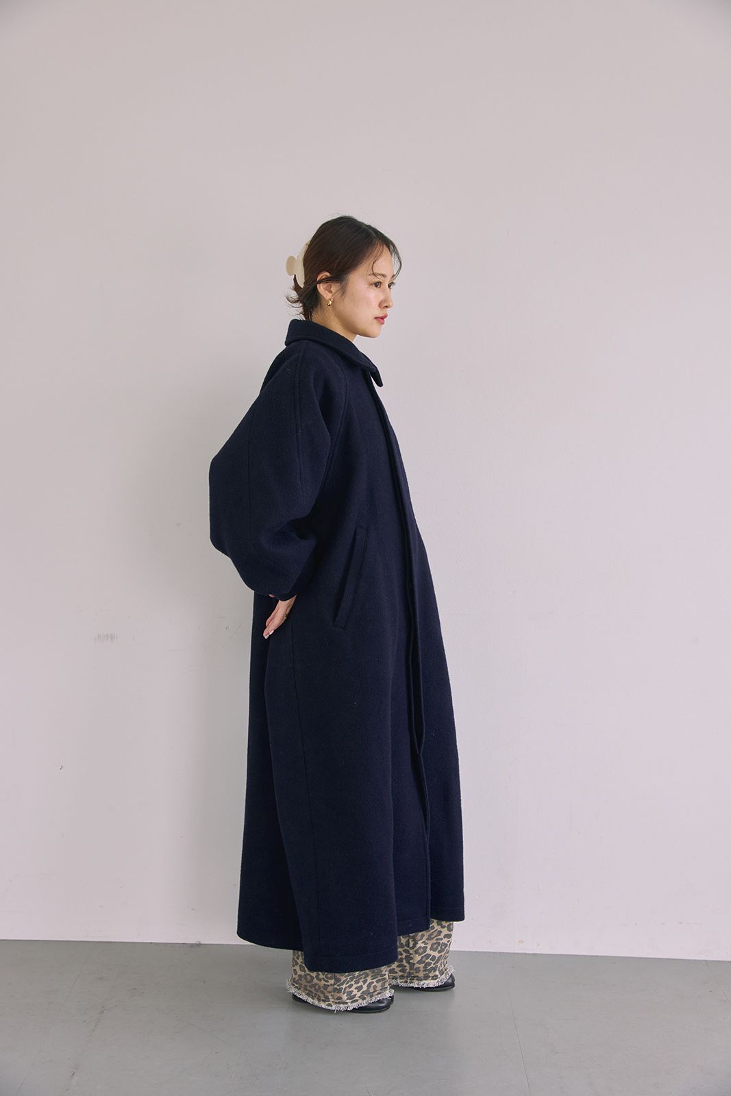ラグランスリーブロングコート (ネイビー) Raglan Sleeve Long Coat (Navy) / 26AW