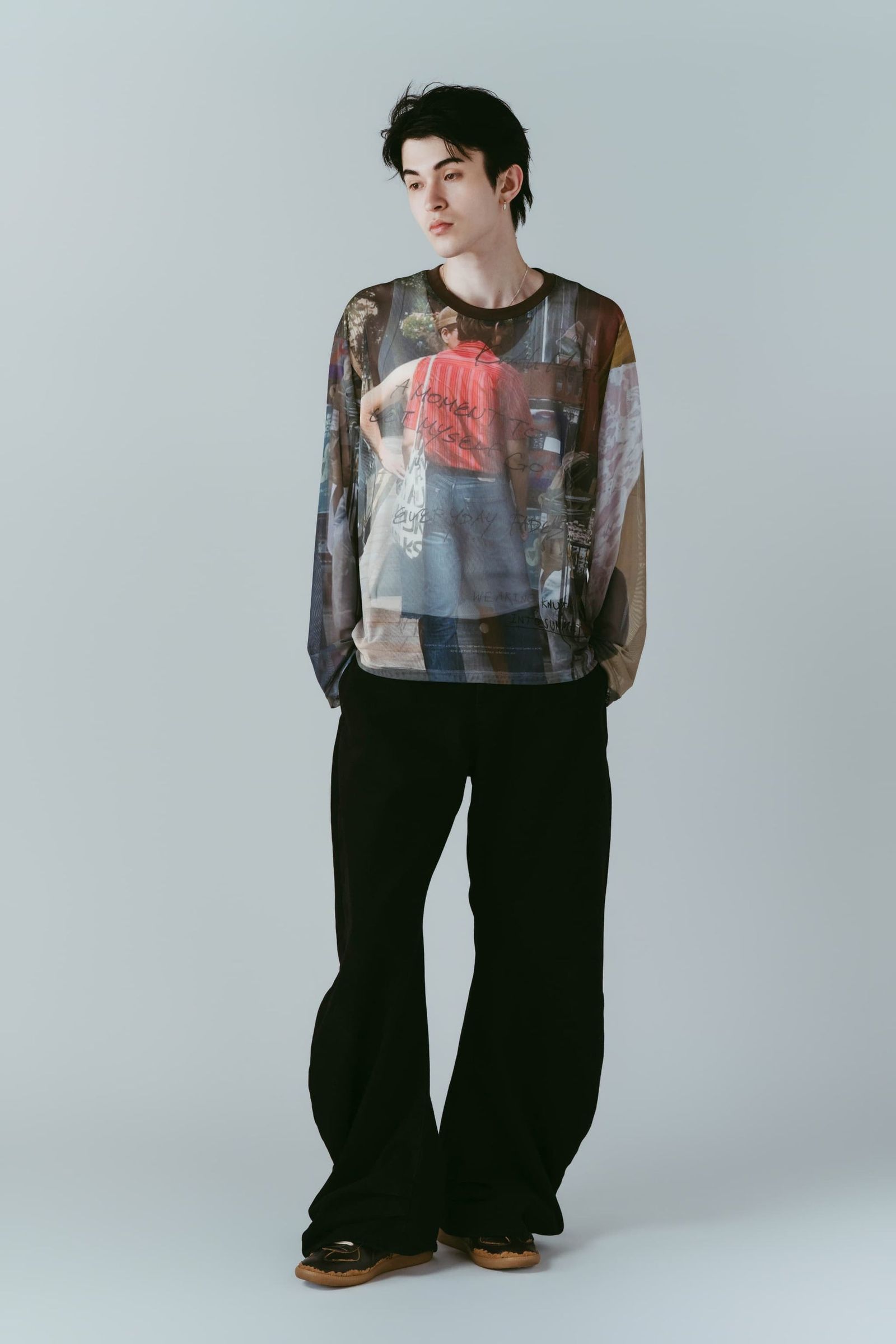 シアープリント ロングスリーブTシャツ (オジ) oji sheer long-sleeve tee(unisex) (Oji) /  26SS
