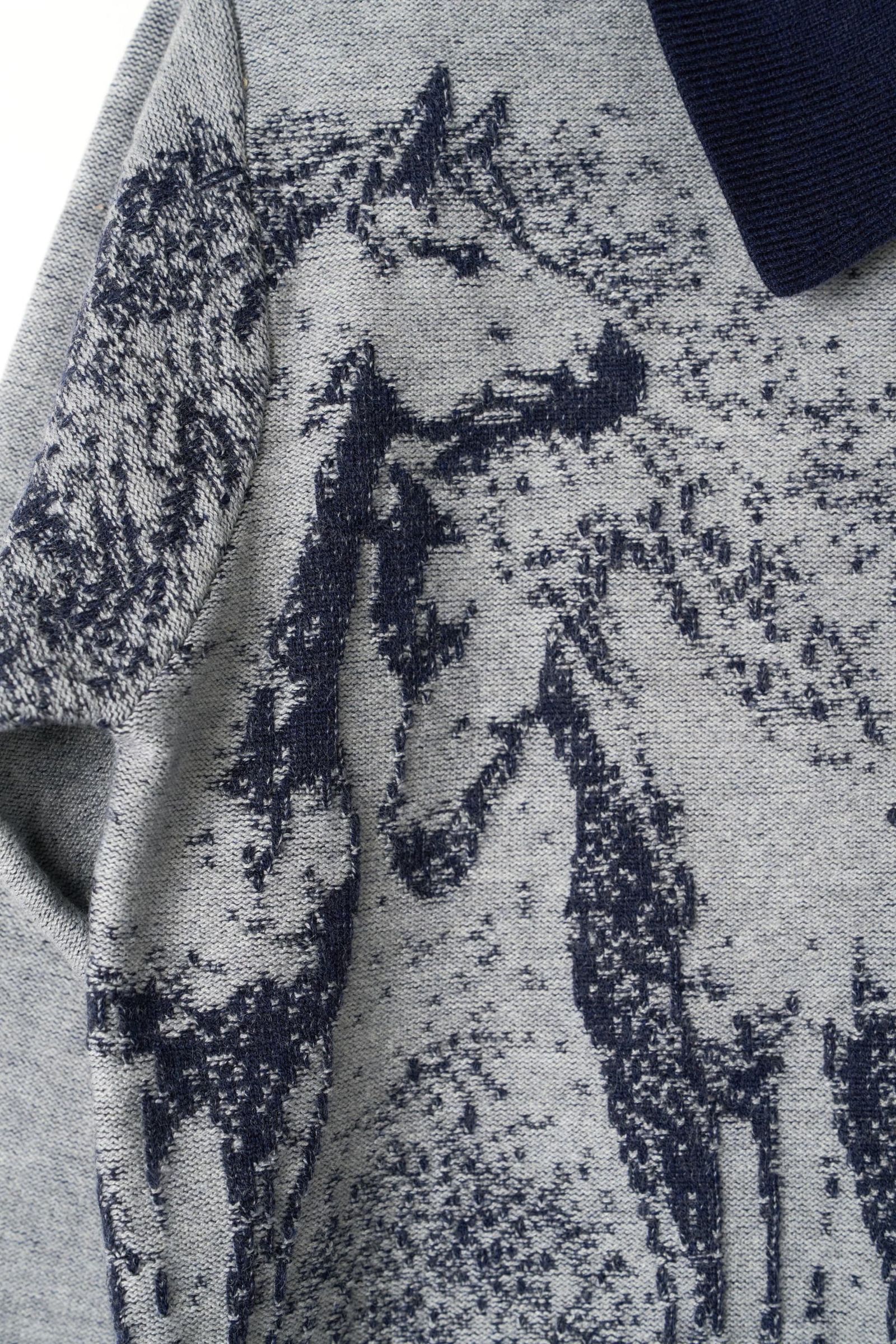 ジャガードポロニット (ネイビー) jacquard polo knit (Navy) / 26AW