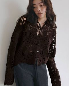エンブロイダリーオーバーシャツ (ブラウン) Embroidery Over Shirts (Brown) /  26AW