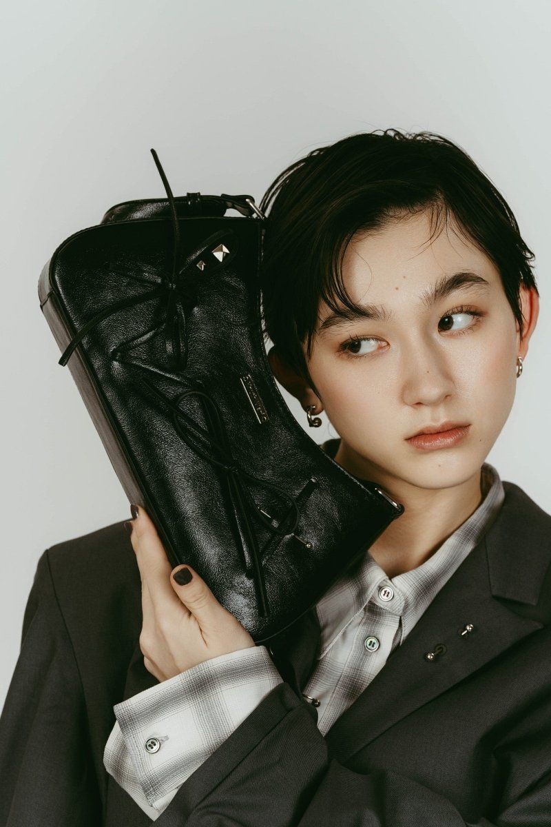 ribbon accent bag (Black) / リボンアクセントバッグ (ブラック) / 26SS