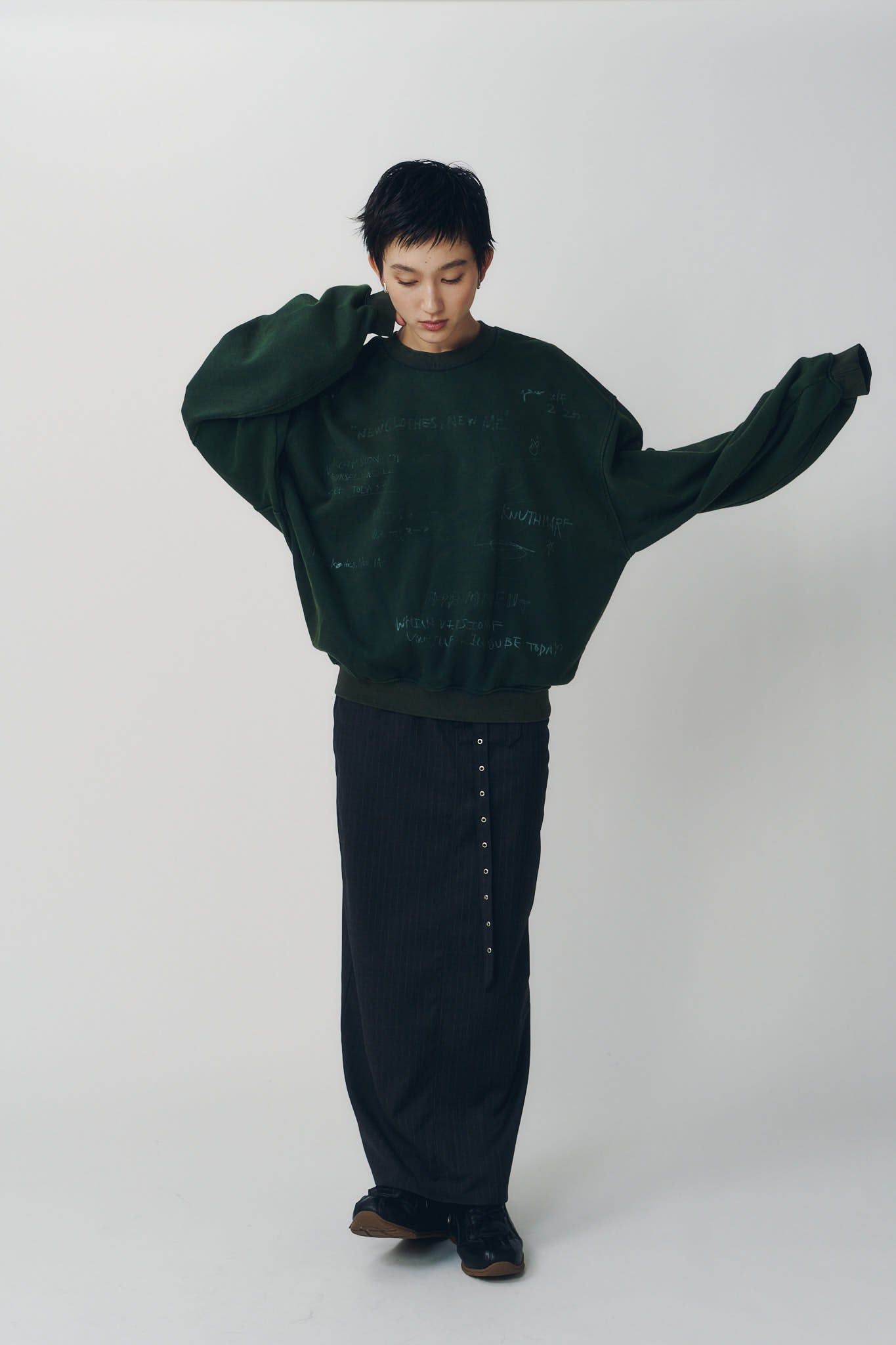 メッセージ スウェット (グリーン) message sweatshirt(unisex) (Green) / 26AW