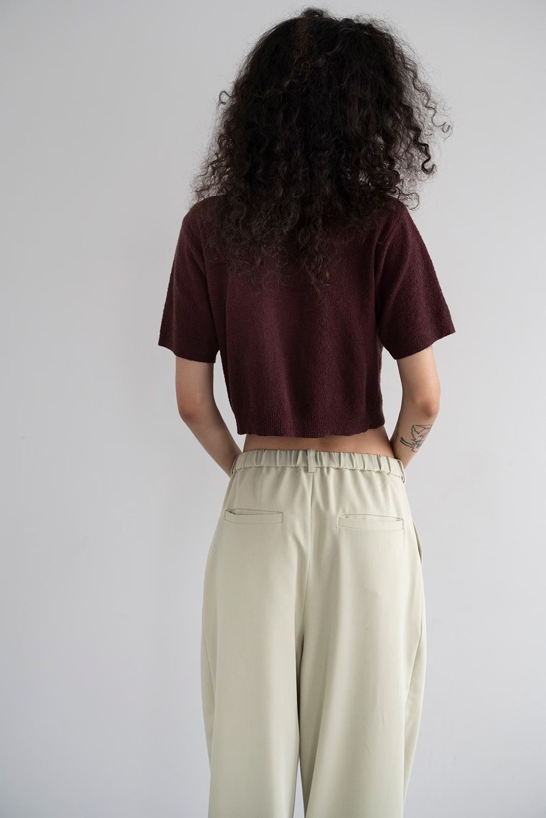ハーフスリーブ2wayコンパクトカーディガン (バーガンディ)  Compact Cardigan (Burgundy) /  26SS
