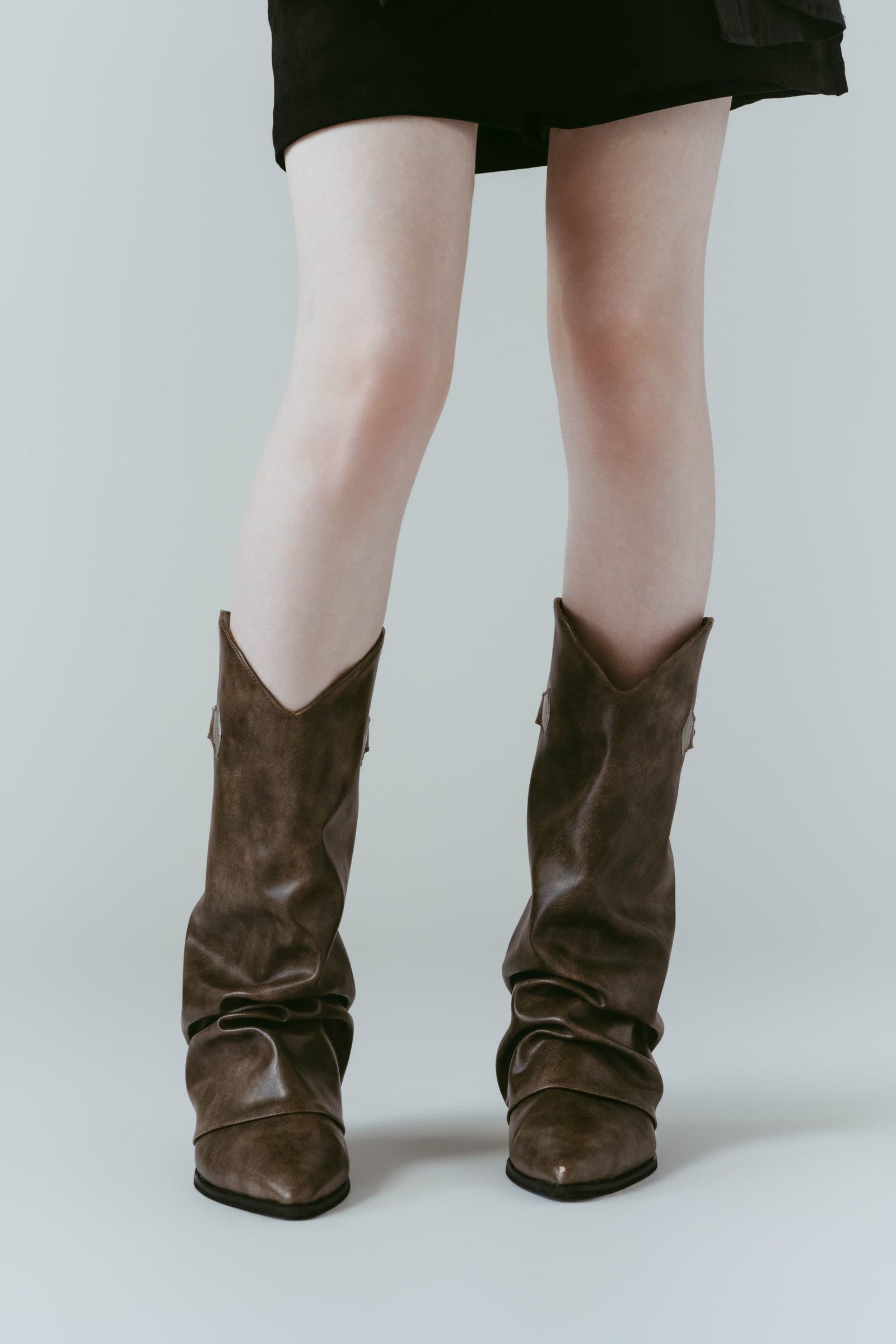 ウエスタンベルテッドブーツ (ブラウン) western belted boots (Brown) /  26SS