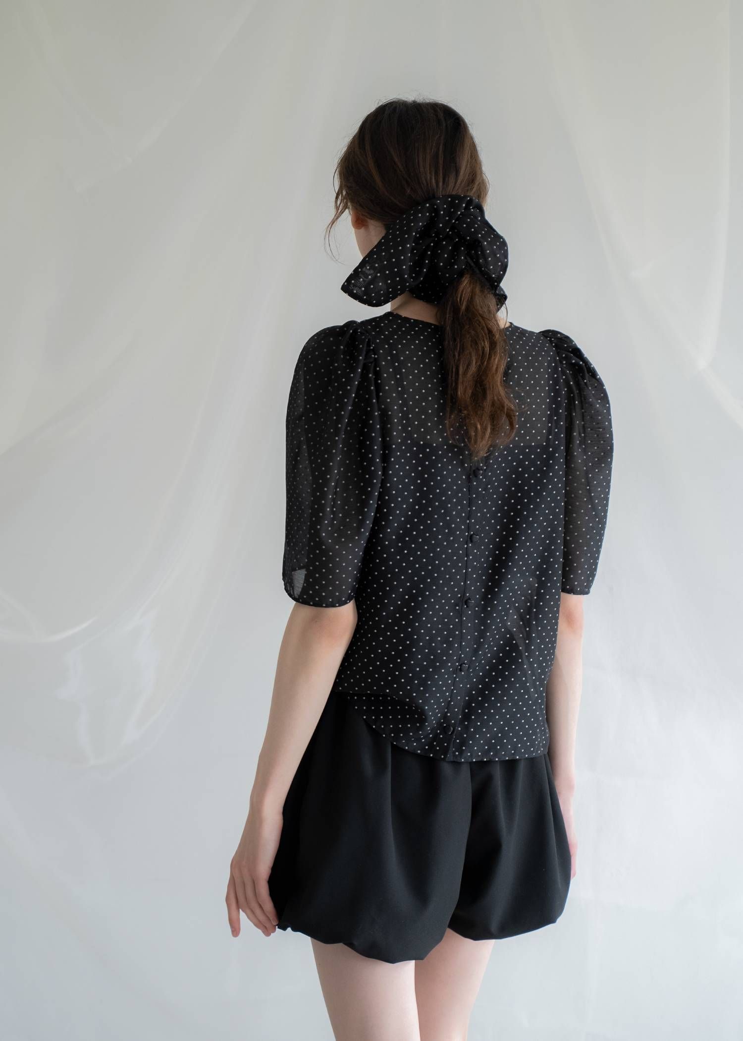 UVカット バルーンショートパンツ (ブラック) balloon hem UV cut gather volume S/PT (Black) /  26SS