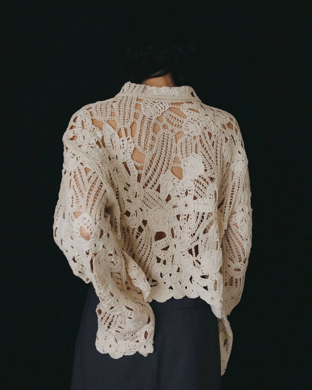 エンブロイダリーオーバーシャツ (アイボリー) Embroidery Over Shirts (Ivory) /  26AW
