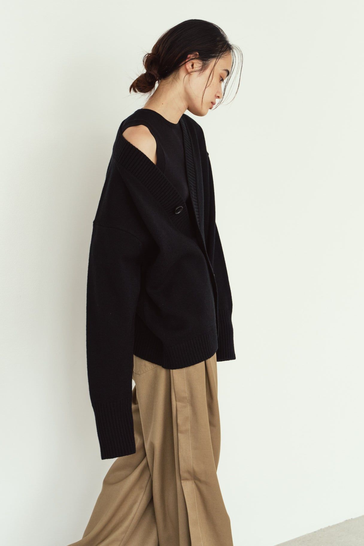 2ピース カーディガン (ブラック) 2-piece cardigan (Black) / 26AW