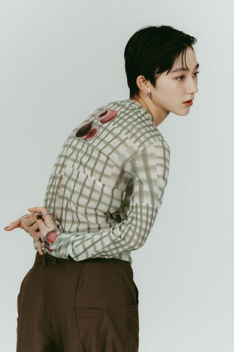 fruit-check print knit (Green) / フルーツチェックトップス (グリーン) / 26SS
