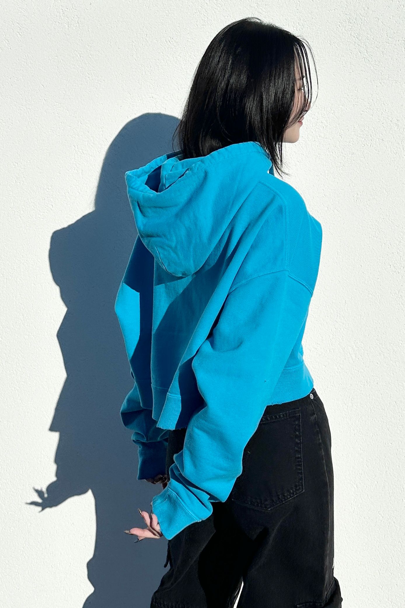 NOUNLESS SHORT HOODIE TOPS (BLUE) / ショートフーディトップス ブルー