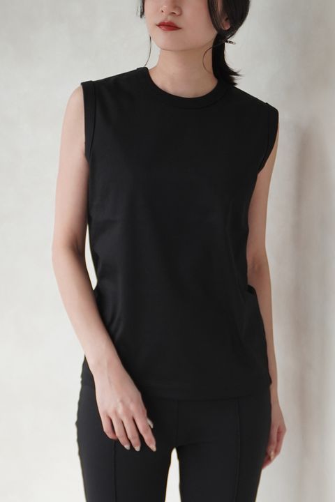 REFINA SLEEVELESS T-SHIRT / リフィナスリーブレスTシャツ (ブラック)
