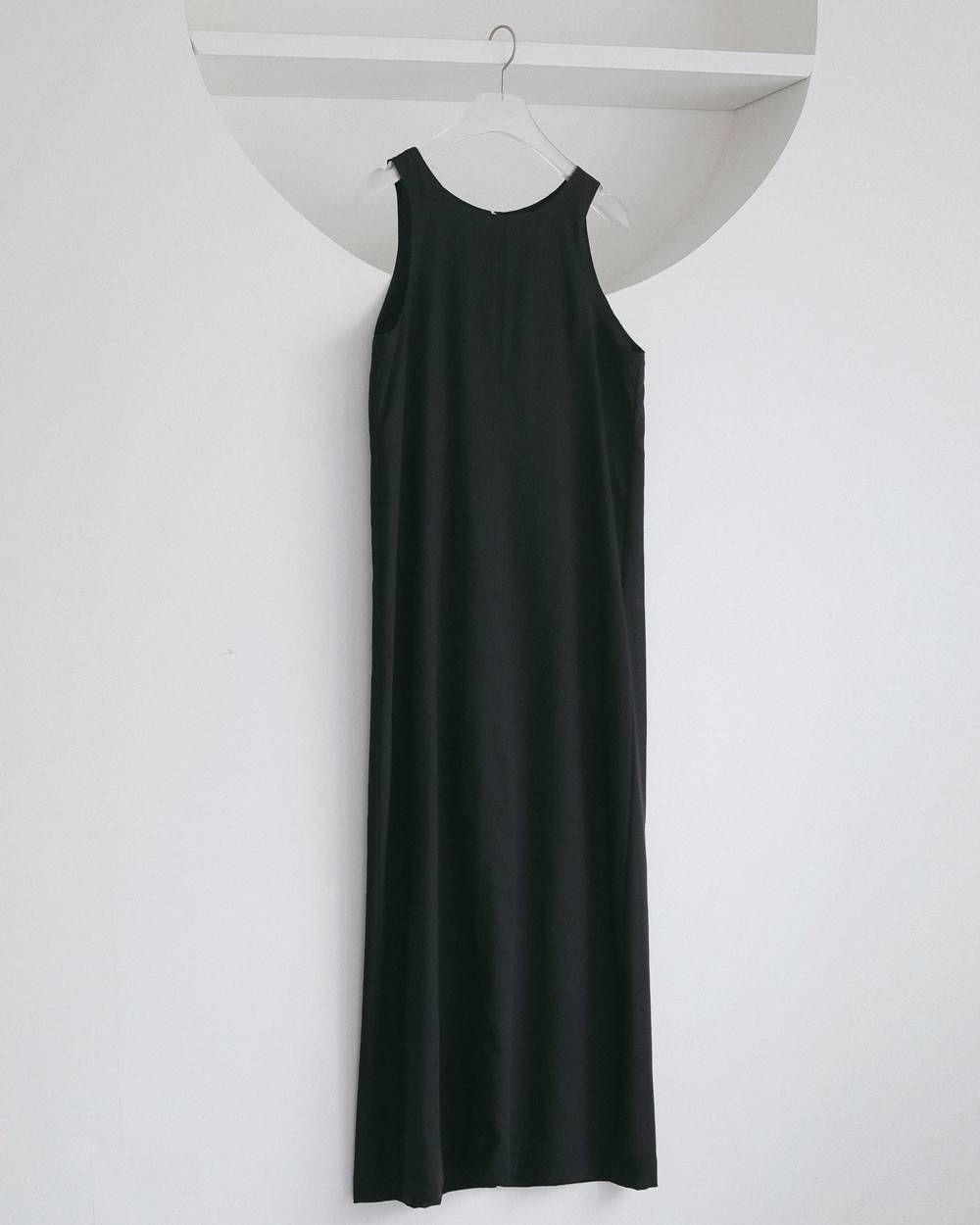ウールシャンブレー ノースリーブワンピース (ブラック) Woolchambray Sleeveless Onepiece (Black) / 27SS